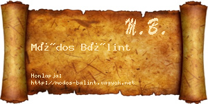 Módos Bálint névjegykártya